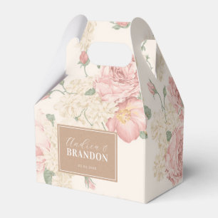 Vintage Kraft Rose Garden Floral Names Wedding Favor Box