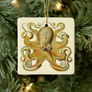 Vintage Kraken, Giant Octopus by Ernst Haeckel Ceramic Ornament