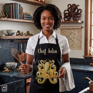 Vintage Kraken, Octopus Gamochonia, Ernst Haeckel Apron