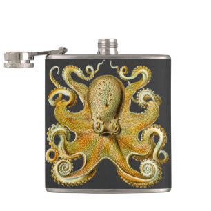 Vintage Kraken, Octopus Gamochonia, Ernst Haeckel Hip Flask
