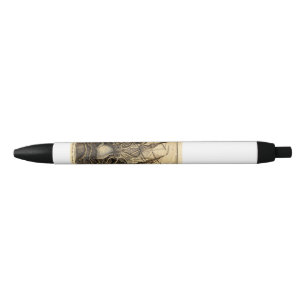 Vintage Kraken Print Black Ink Pen