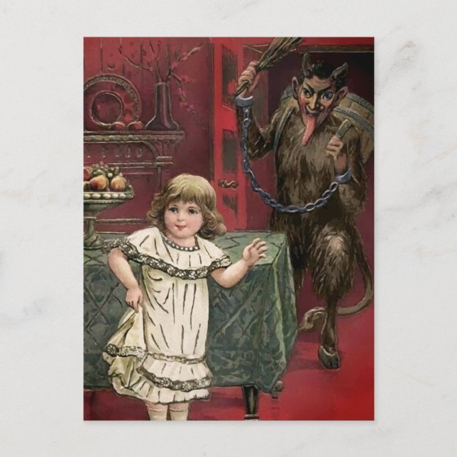 Vintage Krampus and Child Postcard (Front)