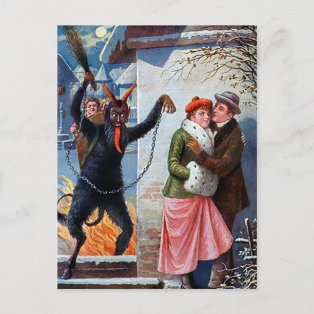 Vintage Krampus Attack Postcard (Front)