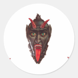 vintage krampus classic round sticker