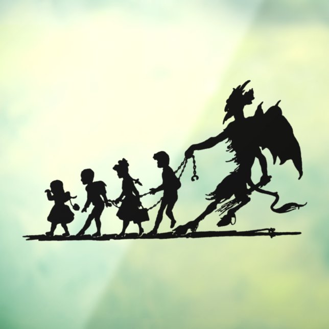 Vintage Krampus Silhouette Christmas Window Cling (Sheet 3)
