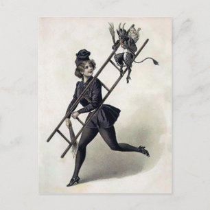 Vintage Krampus With Lady Postcard
