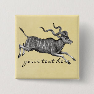 Vintage Kudu 2 Inch Square Button