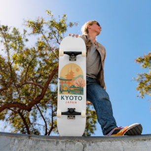Vintage Kyoto Japan Minimalist Travel Elegant Skateboard