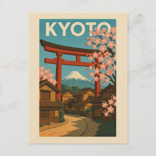 Vintage Kyoto Japan Mountain Travel Postcard