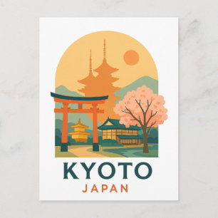 Vintage Kyoto Japan Travel Minimalist Pagoda  Postcard