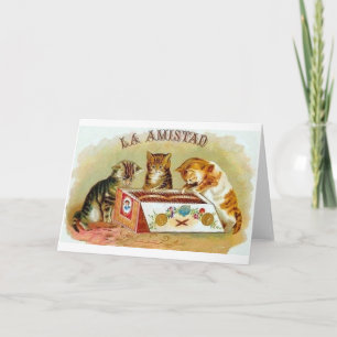 Vintage La Amistad Kitten Cigar Ad Note Card
