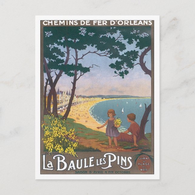 Vintage La Baule Les Pins Postcard (Front)