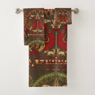 Vintage La Decoration Arabe The Peacock Pattern Bath Towel Set
