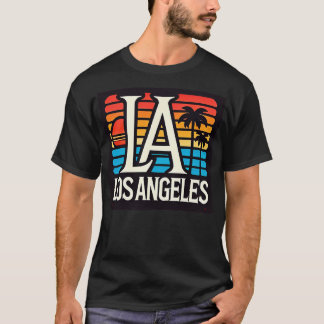 Vintage LA Design with Palm Trees and Sunset TShir T-Shirt