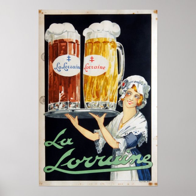 Vintage La Lorraine French Beer Advertising Poster (Front)