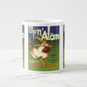 Vintage Label Art Boxing Rabbit, Up n Atom Carrots Large Coffee Mug