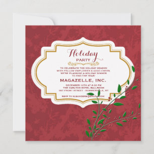 Vintage Label Holiday Party Invitattion Invitation