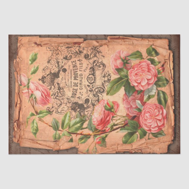 Vintage Label & Illustrations Shabby Chic Tissue Paper (Front)