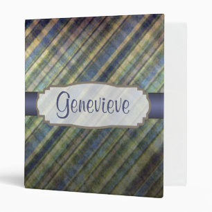 Vintage Label on Sage and Lavender Damask Stripes Binder