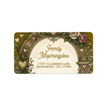 Vintage Label with colored Flowers 47 + your text