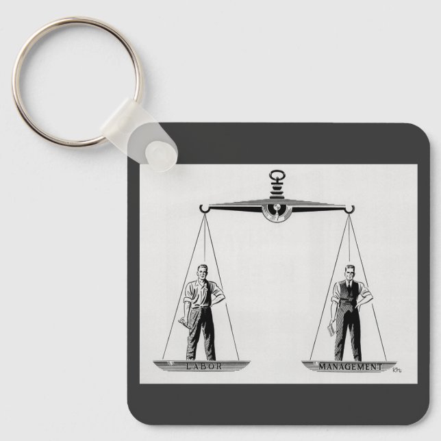Vintage Labour vs Management, Scales of Justice Keychain (Front)