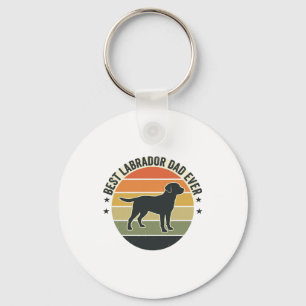 Vintage Labrador Dad Sunset Dog Vector Shirt_1 Keychain
