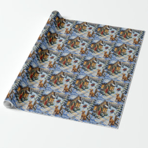 Vintage Labrador Retriever Christmas Cottage Wrapping Paper