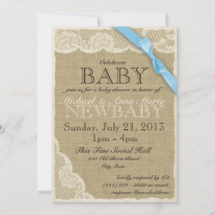 Vintage Lace and Bow Baby Shower Invitation