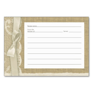 Vintage Lace and Burlap Recipe Cards