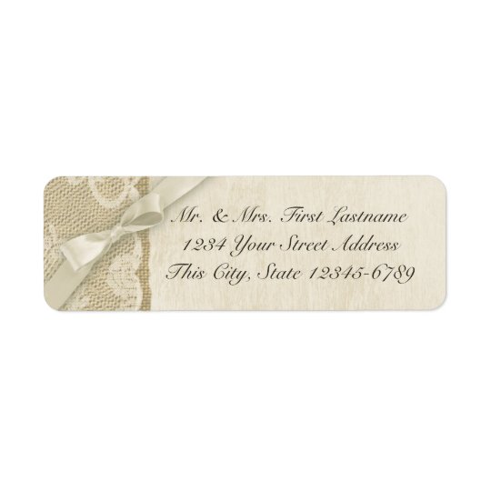 Vintage Lace and Burlap Rustic Country Return Address Label