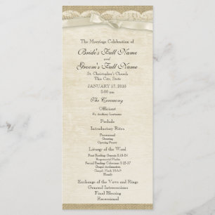 Vintage Lace and Burlap Wedding Program