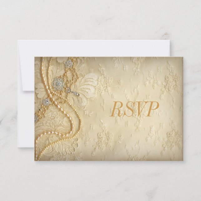 Vintage Lace and Pearls RSVP (Front)
