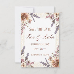 Vintage Lace and Pressed Botanical Save the Date