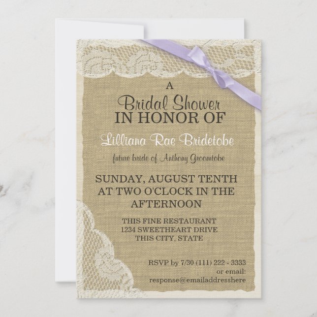Vintage Lace and Ribbon Bridal Shower Invitation (Front)