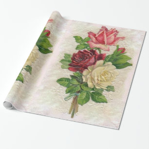 Vintage Lace and Roses Wrapping Paper
