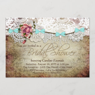 Vintage Lace Banner Rustic Bridal Shower Invitation