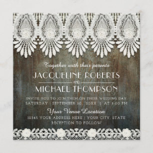Vintage Lace Barn Wood Rustic Country Western Barn Invitation