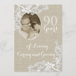 Vintage Lace Birthday with Photo Invitation