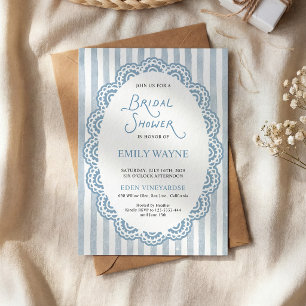 Vintage Lace Blue Bridal Shower Invitation