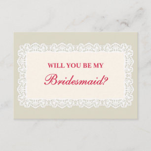 Vintage Lace Bridesmaid Proposal Card