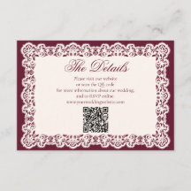 Vintage Lace Burgundy Wedding Website QR Code