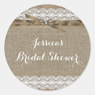 Vintage Lace & Burlap Bridal Shower Sticker