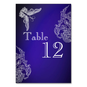 VINTAGE LACE & BUTTERFLIES BLUE OMBRÉ Table Card