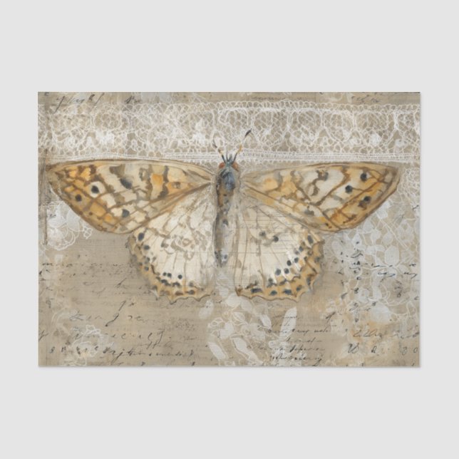 Vintage Lace Butterfly Tissue Paper (Front)