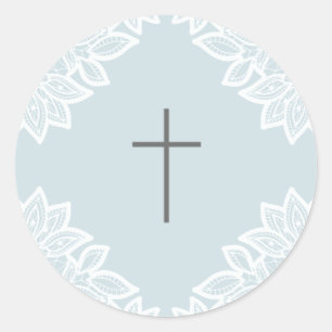 Vintage lace cross baptism stickers