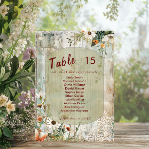 Vintage Lace & Daisies Rustic Wedding Seating Card