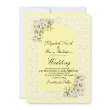 Vintage Lace & Daisies Wedding Invitation