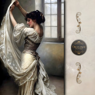 Vintage Lace Dancer by Window Decoupage Tissue Paper