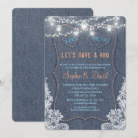 Vintage Lace Denim Blue String Lights I DO BBQ