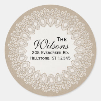 Vintage Lace Doily Return Address Round Label